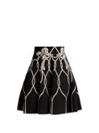 Matchesfashion.com Alexander Mcqueen - Art Nouveau Floral Intarsia Knitted Mini Skirt - Womens - Black White