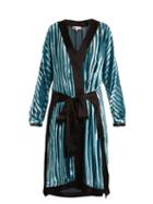 Matchesfashion.com Diane Von Furstenberg - Striped Tie Waist Velvet Devor Dress - Womens - Blue Stripe