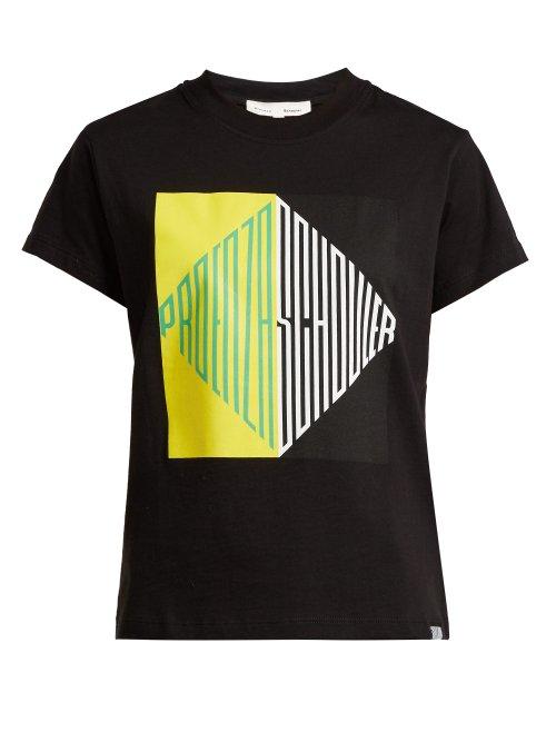 Matchesfashion.com Pswl - Graphic Print Cotton Jersey T Shirt - Womens - Black Multi