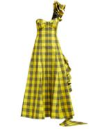 Matchesfashion.com Natasha Zinko - One Shoulder Ruffled Gingham Dress - Womens - Black Yellow