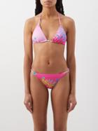 Cynthia Rowley - Coral-print Triangle Bikini Top - Womens - Pink Print