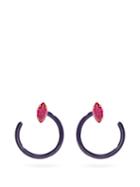 Matchesfashion.com Bea Bongiasca - Tendril Corundum, 9kt Rose-gold & Enamel Earrings - Womens - Navy Multi
