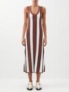 Joseph - Striped Jersey Midi Dress - Womens - Brown Stripe
