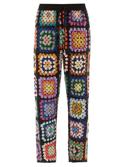 Matchesfashion.com Ashish - Sequinned Patchwork Crochet Trousers - Womens - Multi