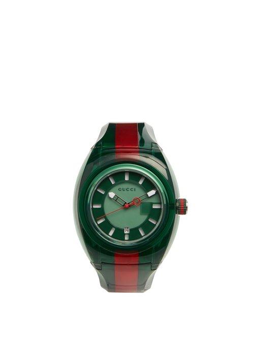 Matchesfashion.com Gucci - Sync Web Striped Watch - Mens - Green Multi