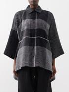 Eskandar - Handkerchief-hem Checked Linen Shirt - Womens - Black