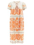 Vita Kin - Petra Embroidered Linen Midi Dress - Womens - Cream Multi