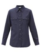 Matchesfashion.com Gabriela Hearst - John Austin Cashmere-twill Shirt - Womens - Dark Blue