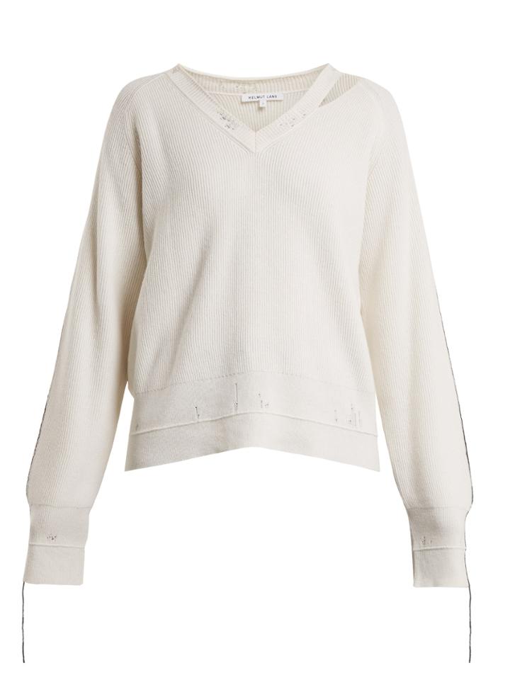 Helmut Lang V-neck Cotton-blend Sweater