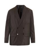 Lemaire - Double-breasted Silk-blend Suit Jacket - Mens - Black