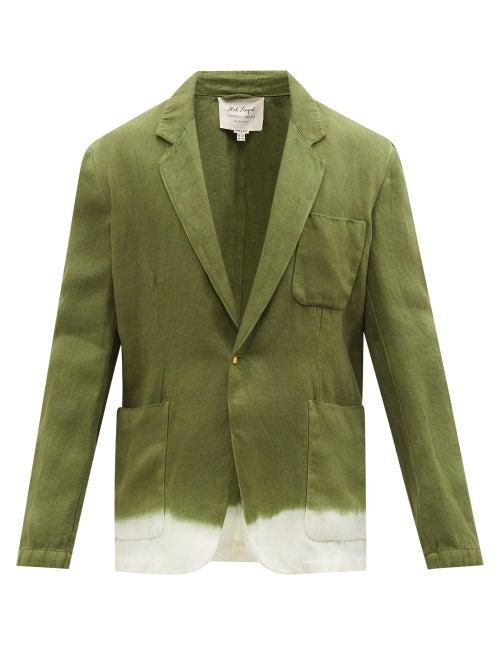 Nick Fouquet - Dip-dye Linen-twill Suit Jacket - Mens - Dark Green
