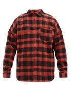 Matchesfashion.com Palm Angels - Logo Print Check Cotton Twill Shirt - Mens - Red