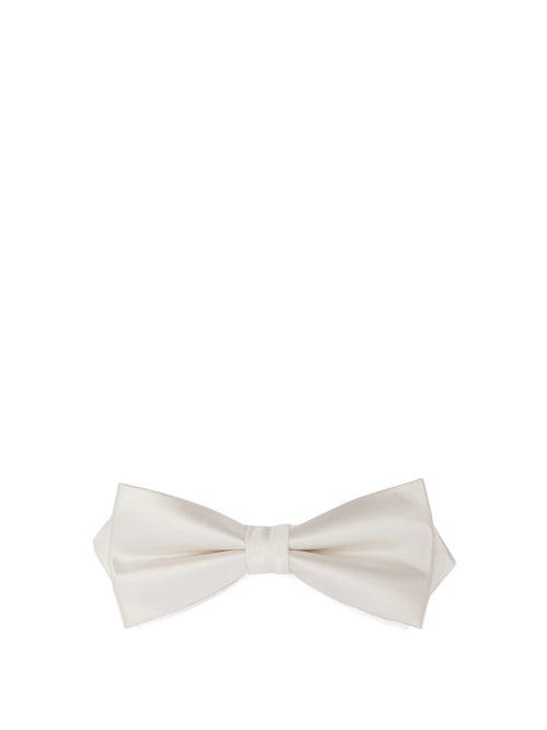 Matchesfashion.com Balmain - Silk Satin Bow Tie - Mens - White