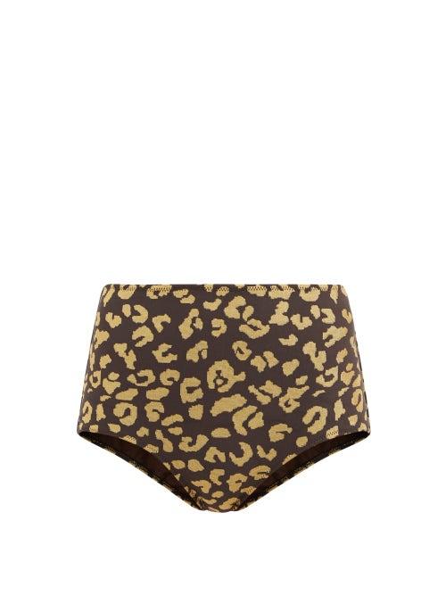 Matchesfashion.com Solid & Striped - The Ginger Leopard-jacquard Bikini Briefs - Womens - Gold Multi