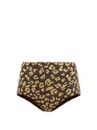 Matchesfashion.com Solid & Striped - The Ginger Leopard-jacquard Bikini Briefs - Womens - Gold Multi