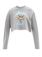 Loewe Paula's Ibiza - Rainbow-print Cotton-blend Cropped Sweatshirt - Womens - Grey