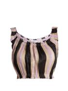 Matchesfashion.com Apiece Apart - Shina Striped Linen And Silk Blend Cropped Top - Womens - Purple Stripe