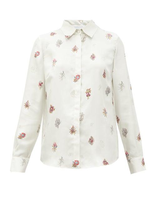 Matchesfashion.com Gabriela Hearst - Henri Floral-print Silk-twill Shirt - Womens - White Multi