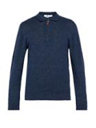 Matchesfashion.com Inis Mein - Point Collar Cotton And Linen Blend Polo Sweater - Mens - Blue
