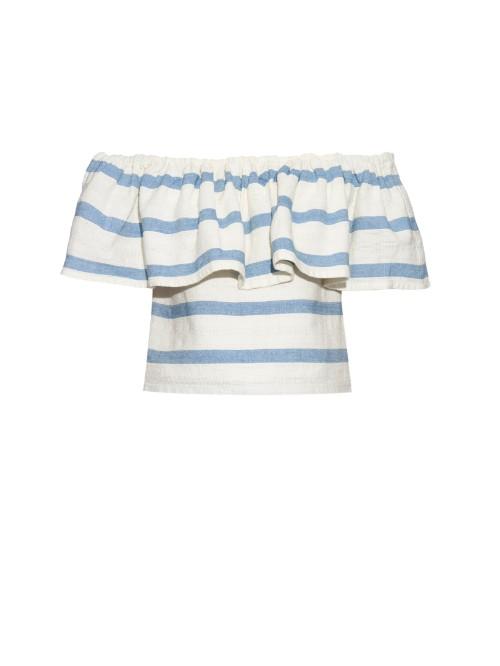 Mara Hoffman Ruffle Off-the-shoulder Stripe Top