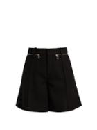 Matchesfashion.com Chlo - Zip Waistband Wool Crepe Shorts - Womens - Black
