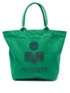 Isabel Marant - Yenky Flocked-logo Cotton-canvas Tote Bag - Womens - Green