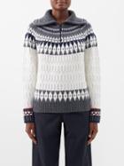 Bogner Fire+ice - Dargy Zipped-collar Cable-knit Sweater - Womens - White Grey