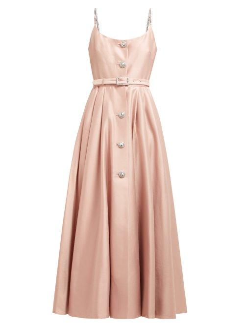 Matchesfashion.com Alessandra Rich - Crystal Embellished Cotton Blend Midi Dress - Womens - Light Pink