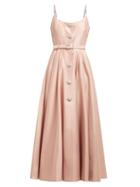 Matchesfashion.com Alessandra Rich - Crystal Embellished Cotton Blend Midi Dress - Womens - Light Pink