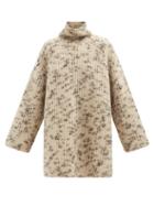Totme - High-neck Mlange Rib-knitted Sweater - Womens - Beige Multi