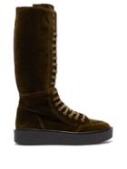 Matchesfashion.com Colville - Velvet Lace Up Boots - Womens - Khaki