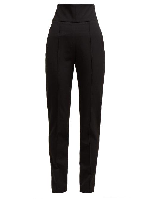 Matchesfashion.com Alexandre Vauthier - High Waisted Wool Blend Twill Trousers - Womens - Black