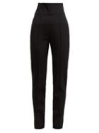 Matchesfashion.com Alexandre Vauthier - High Waisted Wool Blend Twill Trousers - Womens - Black