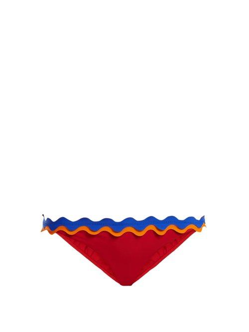 Matchesfashion.com Rye - Cackle Scallop Edged Bikini Briefs - Womens - Red Multi