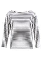 Ladies Lingerie Skin - Mariya Boat-neck Striped Jersey Top - Womens - Navy Stripe