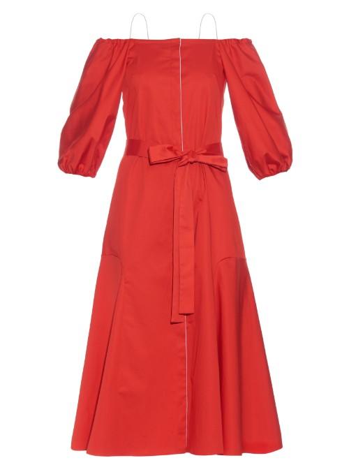 Anna October Liv Off-the-shoulder Cotton-blend Poplin Dress