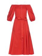 Anna October Liv Off-the-shoulder Cotton-blend Poplin Dress