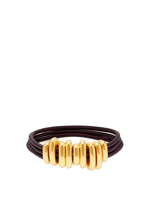 Matchesfashion.com Bottega Veneta - Metal Clasp Stretch Leather Cord Belt - Womens - Brown