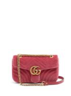 Matchesfashion.com Gucci - Gg Marmont Small Quilted Velvet Cross Body Bag - Womens - Pink
