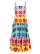 Borgo De Nor - Danella Floral-print Cotton-poplin Dress - Womens - Blue Multi
