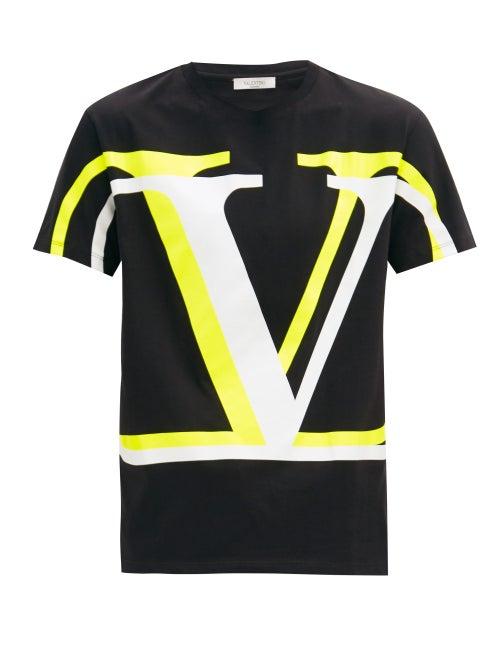 Matchesfashion.com Valentino - Logo-print Cotton-jersey T-shirt - Mens - Black Yellow