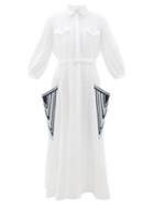 Matchesfashion.com Gabriela Hearst - Woodward Crochet Pocket Aloe Linen Shirtdress - Womens - White Multi