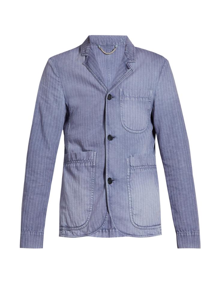 Burberry Single-breasted Herringbone Cotton-blend Blazer