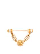 Matchesfashion.com Versace - Crystal Embellished Medusa Head Coin Brooch - Womens - Gold