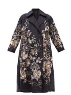 Matchesfashion.com Biyan - Ramora Sequinned And Beaded Linen-blend Coat - Womens - Navy Multi