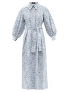 Thierry Colson - Yvonne Floral-print Cotton Midi Shirt Dress - Womens - Blue Print