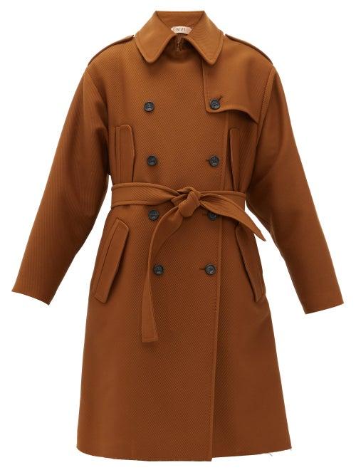Matchesfashion.com No. 21 - Frayed Hem Oversized Trench Coat - Womens - Brown