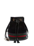 Matchesfashion.com Gucci - Ophidia Web Striped Mini Suede Bucket Bag - Womens - Black Multi