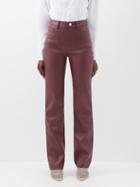 Staud - Chisel Faux-leather Trousers - Womens - Burgundy