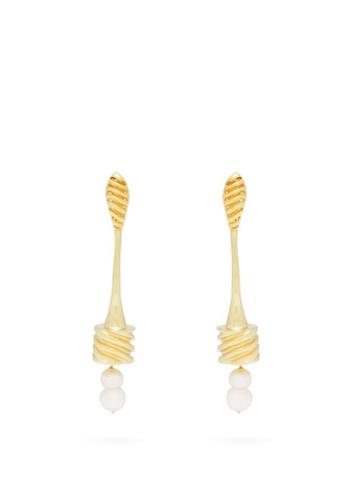 Matchesfashion.com Attico - X Alican Icoz 22kt Gold Plated Drop Earrings - Womens - Gold